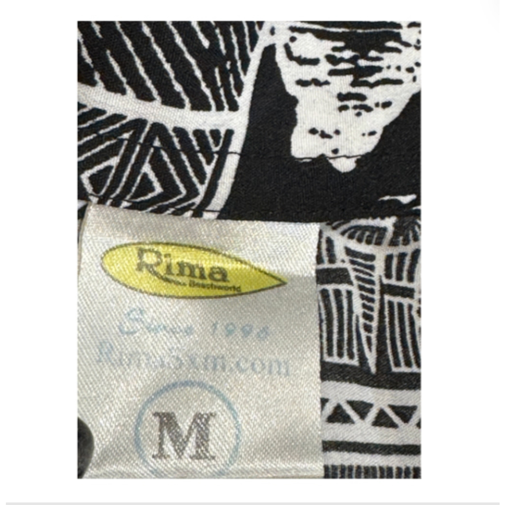 Rima Tropical Hawaiian Black and White Button Down Casual Shirt - Picture 4 of 5